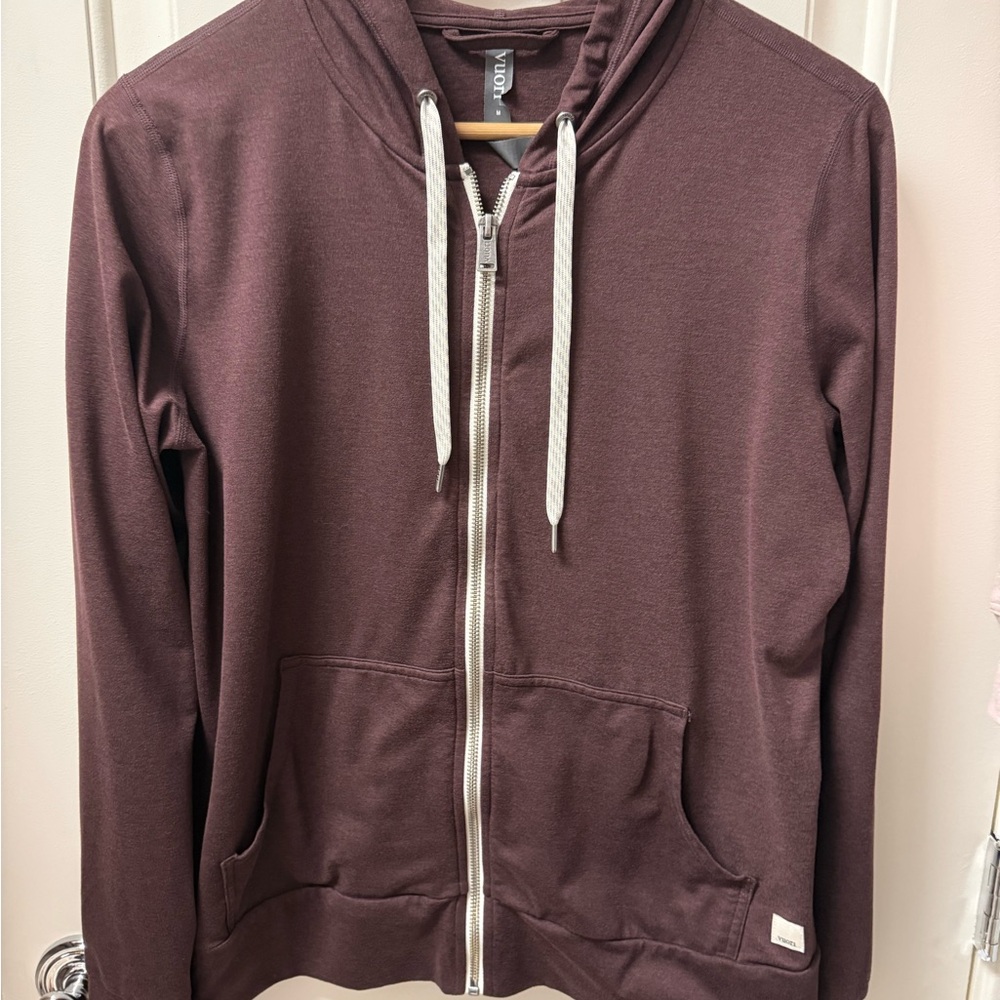 Vince Deep Maroon Zip-Up Hooded Sweatshirt